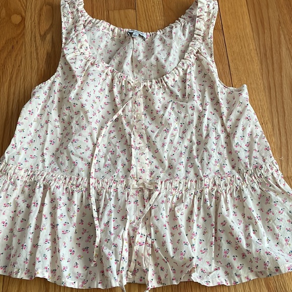 Madewell Shirred Drawstring Tank Top in Bright Buds Floral M - Picture 3 of 6